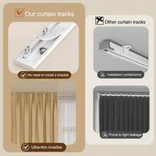 1 Bộ Ray Rèm Siêu Mỏng Vô Hình - Ray Rèm Tắm Có Thể Điều Chỉnh, Ray Trượt Rèm Gắn Trần, Trượt Yên Tĩnh, Thích Hợp Cho Nhà Ở Và Phòng Tắm - Mẫu siêu mỏng, kín đáo - Xem 4