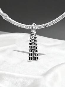 Mặt dây chuyền hình Tháp nghiêng Pisa tối giản độc đáo bằng bạc sterling 925, món quà trang sức tinh tế phù hợp cho cả nam và nữ. - Bộ 5 - Xem 3