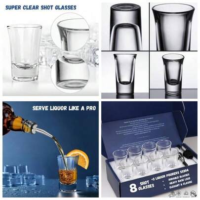 1.5 Oz Shot Glasses Set Of 8 With Heavy Base - Shot Glass Set, Weighted Shotglass - Vodka Tequila Shot Glasses Box Set Of 8
