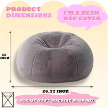 LPMOERA Fluffy Faux Fur Bean Bag Cover No Filler Stuffed Animal Bean Bag Storage Comfy Bean Bag Covers For Dark GrayChildren's Growth Games, Fun And Joyful, Essential For Childhood - 限深灰色封面 - 查看 3