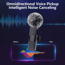 2.4G Wireless Lavalier Microphone, Type-C Interface, Plug And Play, Ultra-Low Latency, Built-In Noise Reduction Chip, Suitable For Video Recording, Interviews, Podcasts, Vlog, 50mAh Rechargeable Battery - Black - View 8