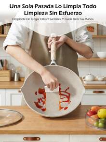Juego de utensilios de cocina multifuncionales de 9 piezas, sartén antiadherente de cerámica saludable de agarre suave, juego de ollas de cocina de 9 piezas, juego para el hogar con tapa de vidrio templado, revestimiento antiadherente, conducción eficiente del calor, resistente y duradero, excelente sensación, variedad de ollas Los tipos satisfacen las necesidades diarias - Gris - Ver 7