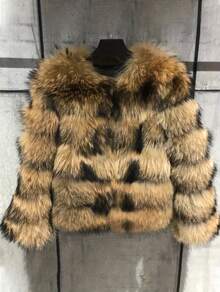 Women's High-Quality Plush Faux Fur Winter Coat & Warm Jacket With An Elegant Soft Shawl Collar, Luxuriously Warm And Fluffy Insulated Fake Fur Designed For Both Ultimate Comfort And Style - Ideal For Travel, Vacation & New Year Gift For Wife - 駝色 - 查看 3