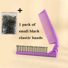 1 Foldable Comb + 1 Pack Small Hair Ties, Solid Color Foldable Comb, Portable & Compact, Dual-Use ABS Plastic For Barber Salon Home Beauty Travel Essential,Hair Products,Hair Cares, Hair Brush Hair Accessories Hair Tool Kit Hair Styling Kit - Multicolor - View 4