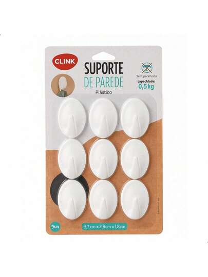 9 Ganchos Adesivo Suporte Sem Furos Parede Cozinha Banheiro