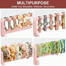 Emfogo Bracelet Holder, 4 Tier Bracelet Organizer Storage For Bracelets Bangles Watch Scrunchies, Rustic Wood Jewelry Organizer Display For Home, Vendors, Craft Shows And Store(Pink) - Hồng - Xem 3