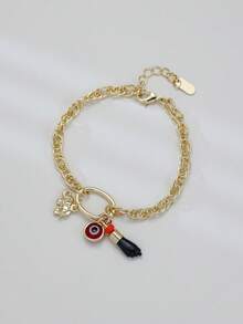 14K Gold Jewelry Wholesale Asabech Evil Eye Hamsa Hand Shaped Lucky Amulet Bracelet, Customizable Brass - Bracelet - View 18