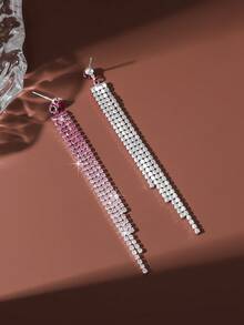 1 par de pendientes de cristal con borlas largas y elegantes, adecuados para el Día de San Valentín, el Día de la Madre, regalos para la novia, accesorios de pareja - 1142 - Ver 10