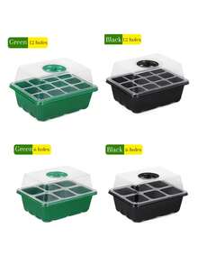 12/6 Compartment Mini Greenhouse Seed Starter Tray Set, Plastic Propagation Trays With Vents And Lids To Control Humidity, Suitable For Vegetable, Fruit And Herb Planting, No Electricity Required - Multicolor - View 8