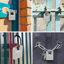 2 PCS Heavy Duty Padlock High Security Lock With 3 Keys Chain Pad Lock 60 MM - Silver - View 2