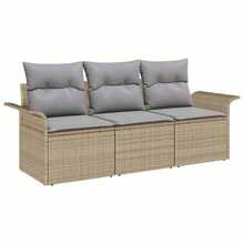 vidaXL 3-teiliges Sofa-Set mit Kissen, beige und grau, Polyratten - Beige - Übersicht 2