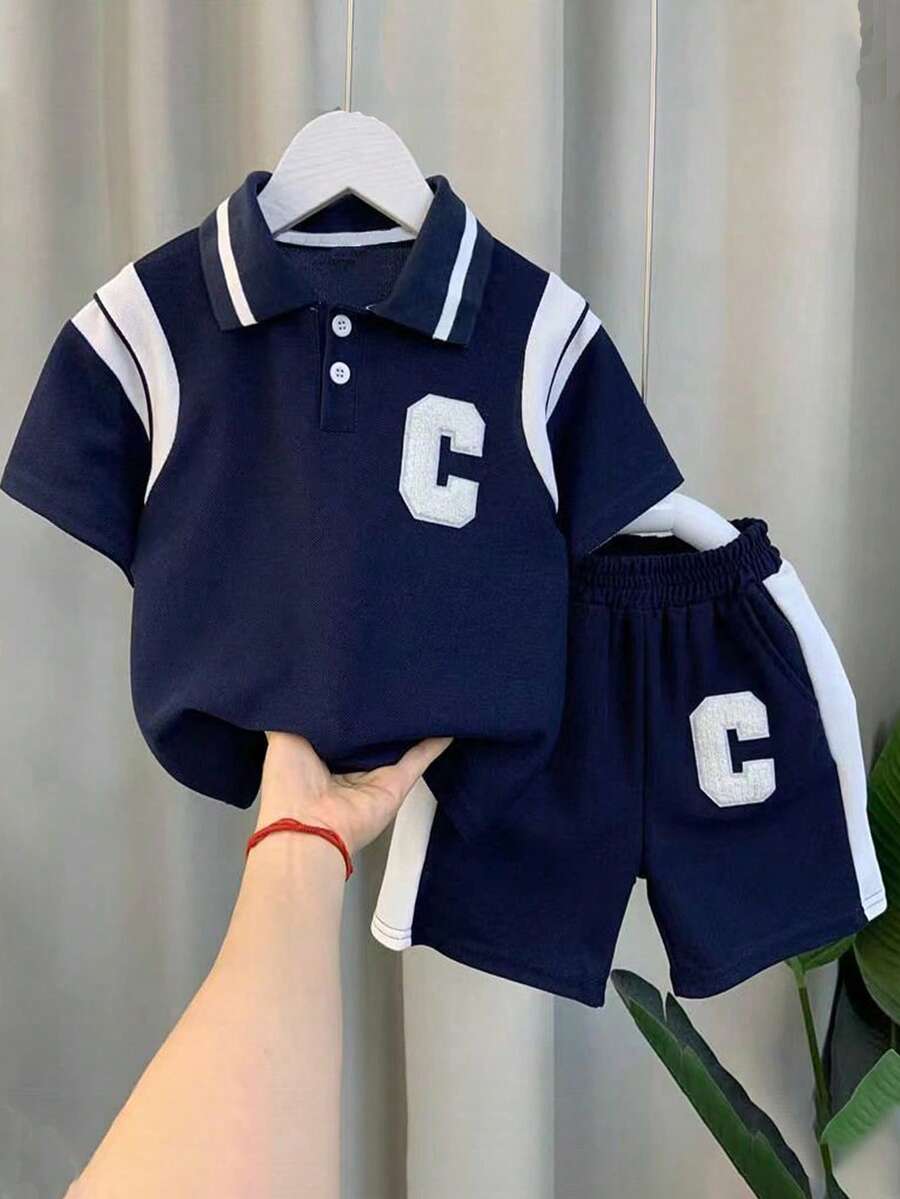 M.Dian xi Conjunto de camisa polo de manga corta y pantalón corto informal y deportivo de estilo coreano para niño pequeño