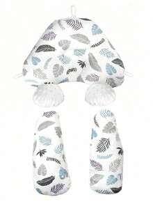 1pc New Multifunctional Reversible Baby Pillow, Cute Cartoon Animal, Feather & Leaf Print, Soft Plush, Head Shaping, Suitable For All Seasons - White Leaves - View 5