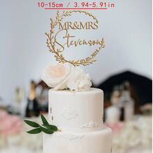 Gold Wedding Cake Topper, Mr & Mrs Cake Topper, Personalized Cake Topper, Wedding Cake Topper, Anniversary Cake Topper, Custom Cake Topper, Rustic Style - F-mr. & Mrs. Cake Label - View 23