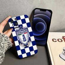 Logotipo del Pachuca Club de Fútbol sobre fondo a cuadros. Esta elegante funda es compatible con Samsung, Apple, OPPO, , etc. Fabricada en TPU flexible, resistente a golpes y arañazos, ofrece una excelente protección contra caídas y un agarre cómodo. Es un regalo ideal para familiares, amigos y seres queridos, ideal para festivales, San Valentín, , funda para iPhone y funda negra. - Negro - Ver 4