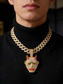 1pc European & American Fashion New Oni Demon Pendant, Stylish & Powerful Men's Pendant Necklace - Ghost Pendant Necklace - View 11