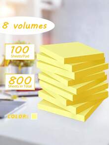 800 Sheets - 3 Inch X 3 Inch Yellow Sticky Notes, 8 Pads Total, Strong Adhesive, Easy To Peel Off Without Residue, Self-Stick Notes, Easily Stick To Home, Office And Notebooks! - Yellow - View 5