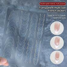 1 Sheet 3D Clear French Nail Stickers French Tip Guide Hollow Grid Pattern Nail Stencils Decals Adhesive Lines Nails Guides Tool - Clear - View 13