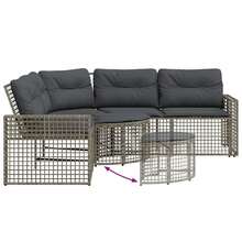 vidaXL L-förmiges Gartensorfa mit Kissen und Fußbank, grau Polyrattan - Gris - Voir 5