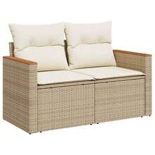 vidaXL 2-Sitzer Garten-Sofa Mit Kissen, Beige Polyratten - Beis - Ver 2