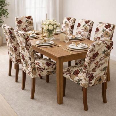 Capa de Cadeira 4 Lugares Estampado Kit Para Cozinha Sala de Jantar Malha Gel