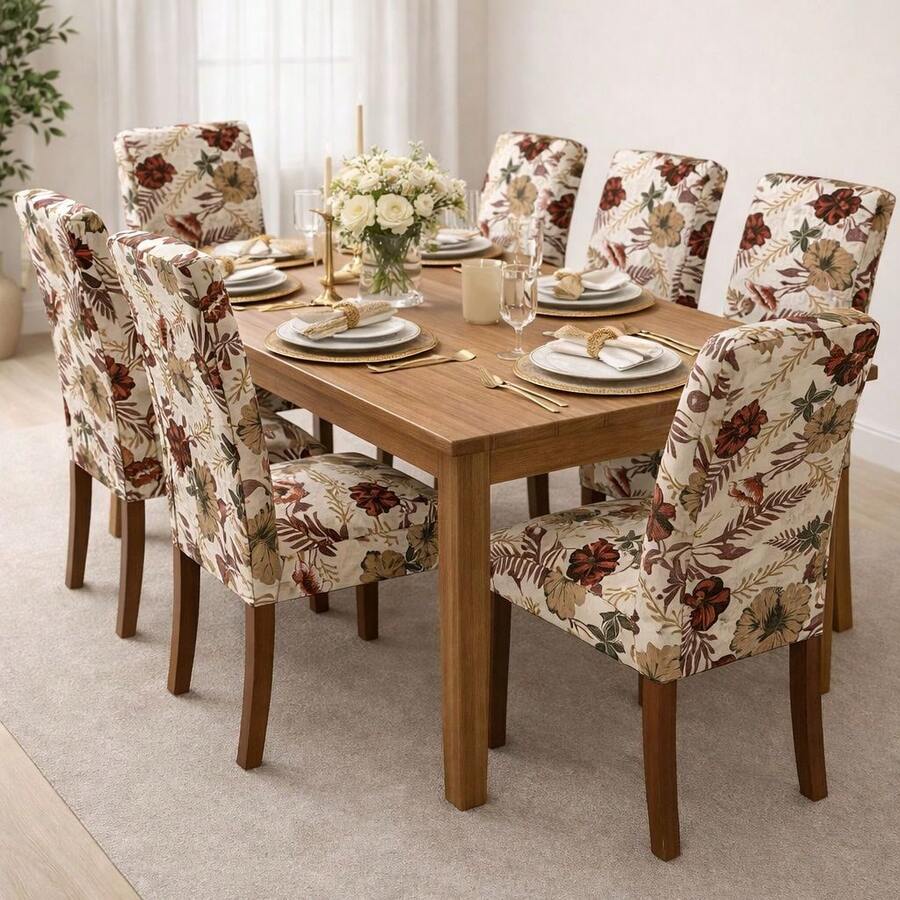 4-Seater Printed Chair Cover Kit For Kitchen Dining Room Gel Mesh Offer - Multicolor - View 1