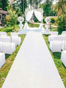 1 件装多色亮片地毯，白色、粉色、红色、香槟金、蓝色、黑色、银色闪光地毯，适用于婚礼装饰、情人节装饰、周年庆典、仪式、舞台背景、店铺开业、节日派对、家居装饰、房间装饰、户外地毯装饰、墙面装饰 - 白色 - 查看 10