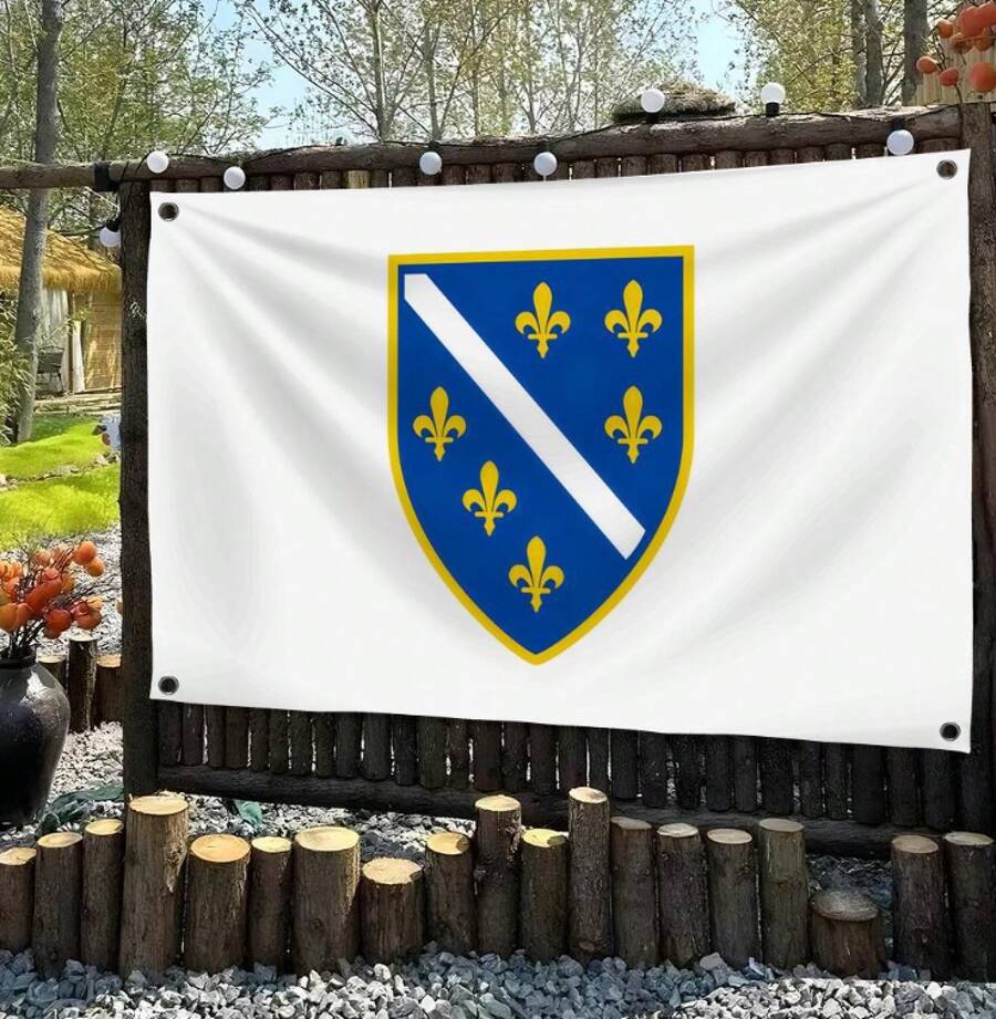 Bosnia And Herzegovina National Flag 1992-1998 3x5ft Banner | Outdoor Wall Decoration | Waterproof And Easy To Hang - A - 查看 1