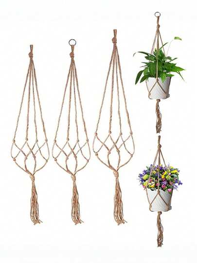 1 Pc Of Handmade Macrame Plant Hanger Baskets For Flower Pots,Macrame Plant Hangers, Indoor Hanging Plant Holder,Handmade Macrame Planter Hanging Baskets For Small Plant Pots, Boho Home Decor,Macrame Jute Plant Hanger Flower Pot Holder Garden Hanging Wall Ropeart,Ideal For Balcony Decoration And Home Garden Supplies,Suitable Decor For Home, Porch, Patio & Fireplace