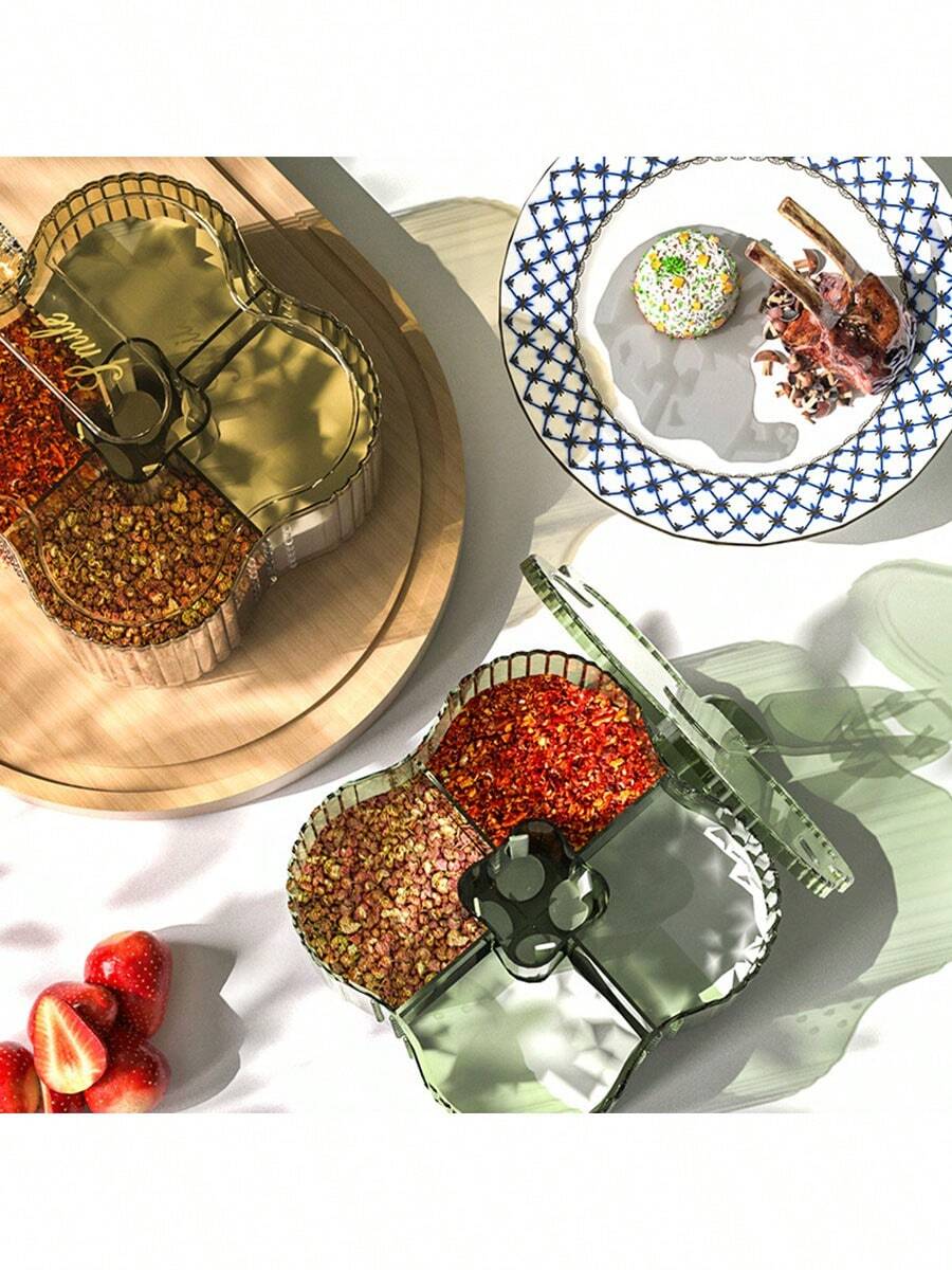 Kitchen Spice Jars, Household Combination Set, High-Quality Salt And Monosodium Glutamate Seasoning Bottles, Jars, Multi-Compartment Moisture-Proof Seasoning Box, Moisture-Proof Plastic Seasoning Jars (With Lids), Kitchen Glass Seasoning Jars And Seasoning Box Set, Seasoning Containers, Transparent Sealed Kitchen Seasoning Bottles. - Multicolor - View 1