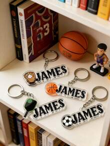 Móc khóa ảnh màu khắc cá nhân - Móc khóa thẻ thể thao tùy chỉnh | Bóng ném, Bóng chày, Bóng rổ, Bóng đá | Quà tặng đội tuyển cá nhân hóa dành cho nam, nữ hoặc cầu thủ, Mặt dây chuyền bằng thép không gỉ và acrylic, Mặt dây chuyền hình dạng trong suốt, Thích hợp cho túi xách, hành lý, v.v. - Nhiều màu - Xem 6