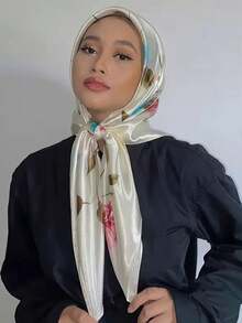 1 件女士时尚波西米亚风格女式头巾，90 年代印花百搭围巾/头带，可用作头巾、披肩、腰带、连衣裙配饰 - 水鴨藍 - 查看 9