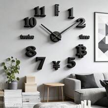 Reloj de pared grande de 16"/36"/47" de diseño moderno, reloj de cuarzo 3D/2D DIY, pegatina de espejo acrílico de moda, decoración del hogar para sala de estar, oficina, regalo - Multicolor - Ver 13