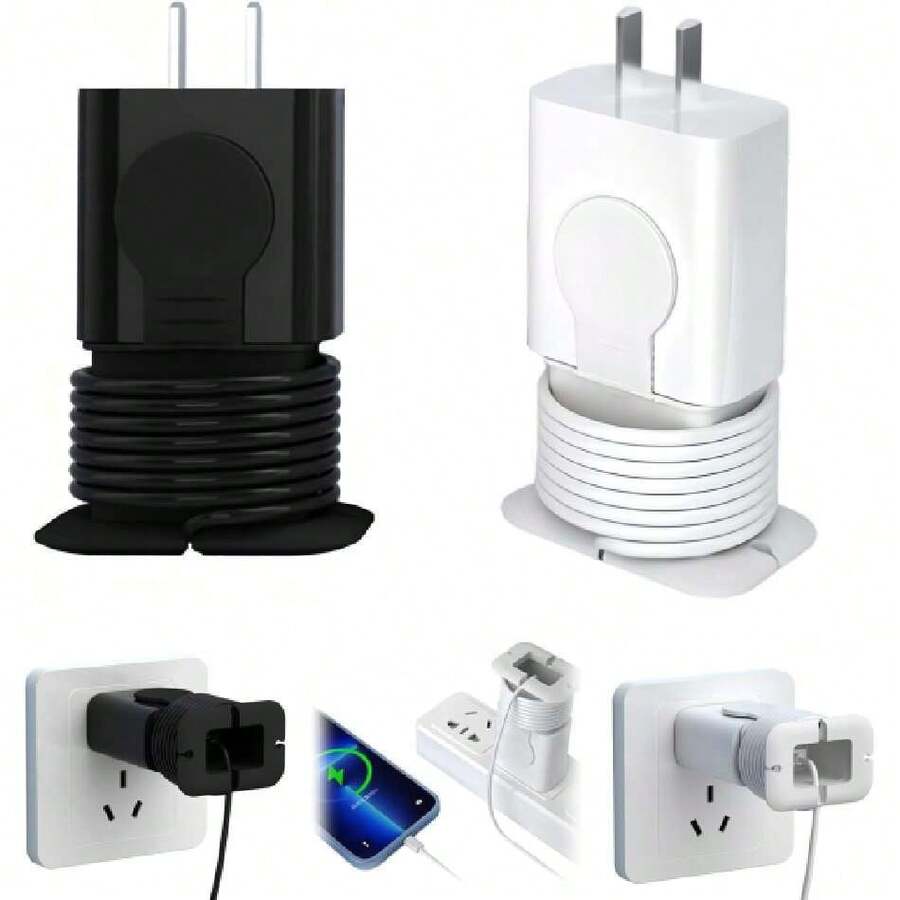 Juego de 2 Protectores de Cargador de , Protección contra Cables Enredados, Funda Adaptador de Corriente de Silicona para , Protector de Cable Multicolor (Negro & Blanco),41156433 - Granate - Ver 1