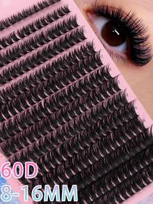 280根卷翘8-16毫米60D浓密3D加长单根假睫毛，可重复使用貂毛假睫毛 - D - 查看 1