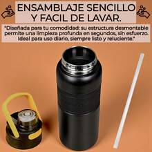 Botella Deportiva De Acero Inoxidable Con Agarradera, PYA-15, Vaso para gym, Termo térmico de acero inoxidable, Vaso con tapa aislante, Termo portátil con agarradera, Botella deportiva con excelente diseño y estilo, botella aislante, capacidad de 800 ml, - Verde Oscuro - Ver 3