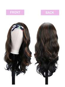 Ombre Wavy Headband Wig, #1B/30 Highlighted, 180% Density, Glueless Seamless Hairline, Instant Wear Human Hair Wig For Women - S1/30 - View 4