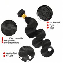 1pc/3PCS Body Wave Bundles Human Hair 10A Brazilian Hair Bundles For Women Natural Human Hair Weave Extensions Soft Natural Black - Black - View 3