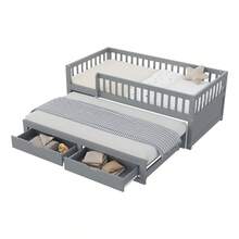 Bed Frames - Grey + Wood + 90cm*200cm - View 6