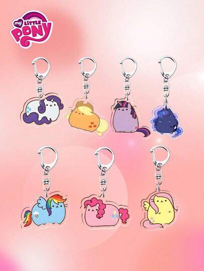 MY LITTLE PONY 1/7pcs Cartoon Keychain Anime Gift 3.2cm Keychain Pendant Ins High Beauty Creative Pendant, Pendant Keychain, Cute Acrylic, Bag Pendant Small Gift, Cartoon Small Gift, Car Keychain Decoration, Small Gift, Multiple Patterns To Choose From, Single Decorative Keychain, Ideal For Carrying To School And Office