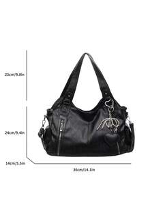 This Is A Stylish And Versatile Shoulder Bag. It Has A Large Capacity, A Solid Color Design, And Is Made Of Vintage PU Material. A Perfect Choice For Going To Work, With An Ape - Apricot - View 4