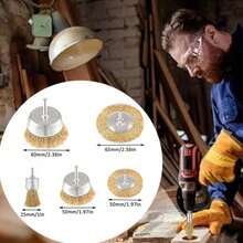 27PCS Rotary Wire Brush Cleaning Wheel Cup Brush Drill Attachment Bit Set Tool - Gold - View 4