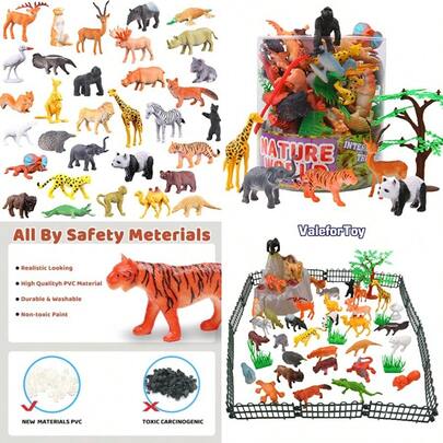 Animals Figure54 Piece Mini Jungle Animals Toys Set With Gift Box Realistic Wild Animal Learning Party Favors Toys For Boys Girls Toddlers Forest Small Farm Animals Toys Playset Valentine's Day, Thanksgiving, Mother's Day, Father's Day