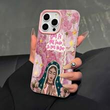 Estuche para teléfono con diseño floral de inspiración religiosa compatible con  17,  16 Pro Max,  15 Pro Max,  13 y  12, resistente al agua, a las caídas y a los arañazos. Un gran regalo para familiares, amigos, amantes, novios/novias y el Día de San Valentín. - Rosa - Ver 4