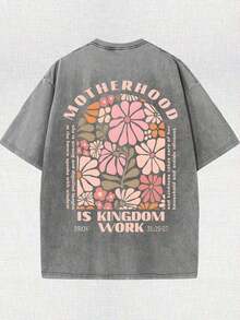 [100% Algodón] Camiseta de nueva colección de verano 2026, estilo vintage urbano. Sencillo y Versátil, Novedoso y a la Moda, Holgado y Cómodo, Tops de Mujer, Cómodos y Elegantes - Gris - Ver 2