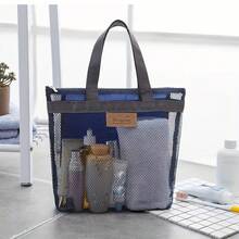A Travel Beach Bag, Storage Bag, Portable Outdoor Toiletry Bag, Swimming Bag, And Mesh Storage Pouch For Travel - 藏蓝色 - 查看 10