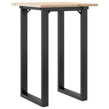 vidaXL Tavolo da pranzo con struttura a O 50x50x75 cm in legno massello di pino e acciaio - Giallo - Visualizzare 7