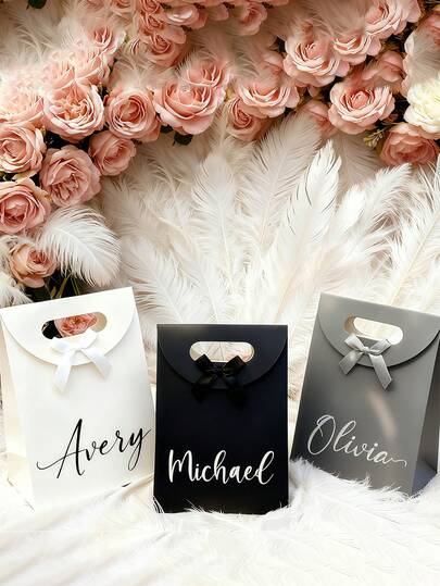 Customized Gift Bags, Customized Mother's Day Gift Bags, Personalized Wedding Gift Bags With Client's Name, Elegant Satin Ribbon Gift Bags, Bridesmaid Gifts, Bridal Shower And Wedding Decorations, Birthday Gifts, Mother's Day Gifts, Halloween Candy Bags, Christmas Gifts, Graduation Gifts, Corporate Team Building Gift Bags