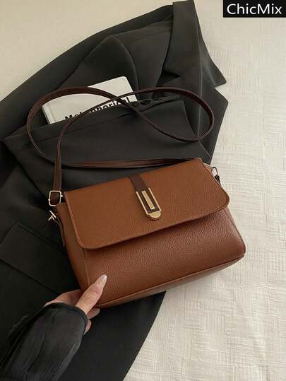 Fashionable New Color Blocking Flip Personalized Shoulder Bag, Multifunctional And Elegant Hardware Decoration Square Women's Crossbody Bag, Suitable For Shopping, Wallets, Shopping, Young Women, College Students, Newcomers, And White-Collar Workers. They Are Very Suitable For Offices, Universities, Work, Business, Commuting, Outdoor Activities, Travel, And Outings