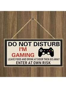 1pc "Do Not Disturb, I Am Playing Games" Birthday Gift For Son, Brother Or Husband - Decorative Pendants, Wall Decorations, Nativity Scene Set, Office Decorations, Valentine's Day, Home Decorations, Bedroom And Living Room Decorations, New Year Decorations. Suitable For Various Indoor And Outdoor Places, Such As Homes, Bedrooms, Living Rooms, Kitchens, Gardens, Bars, Cafes, Offices, Etc. Wooden Pendant. - Brown - View 9